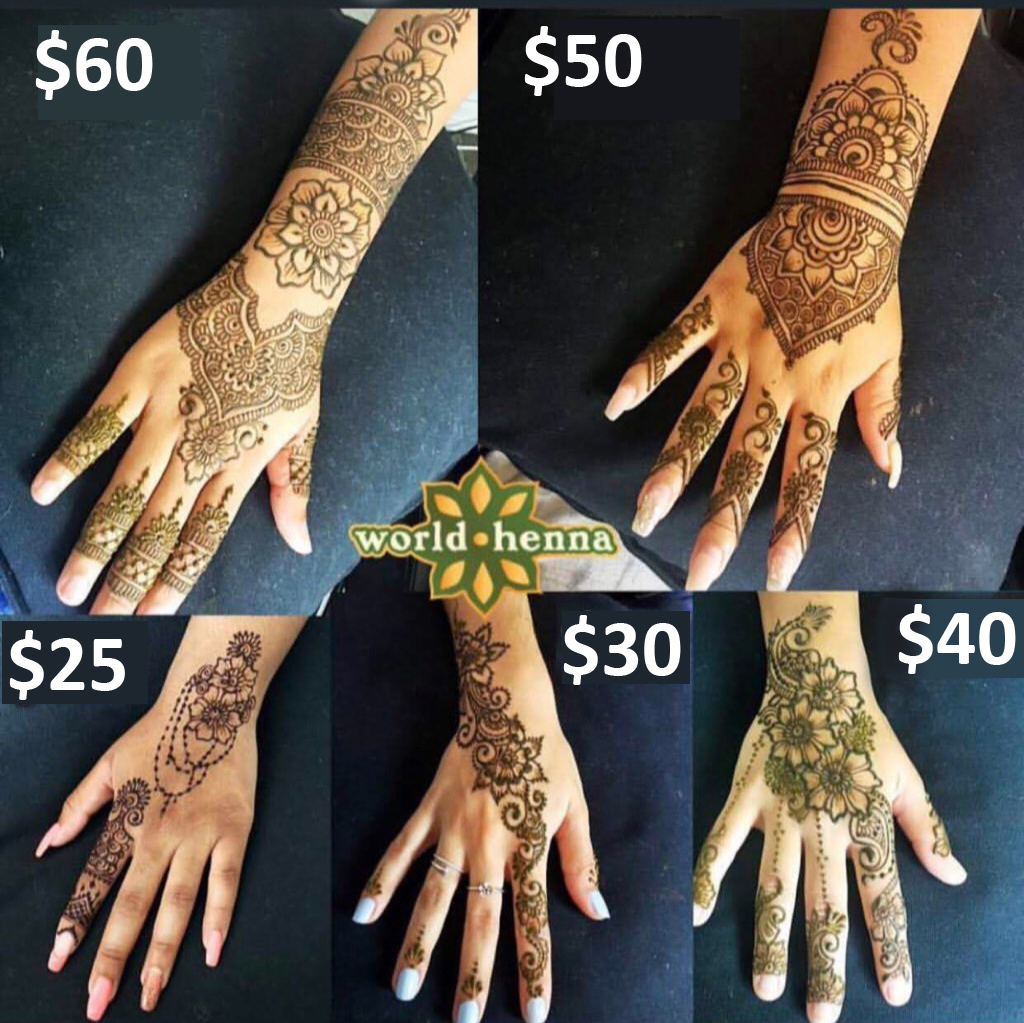 How much does a hand henna tattoo cost